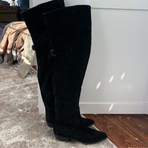 Made in Spain Black suede over the knee boots